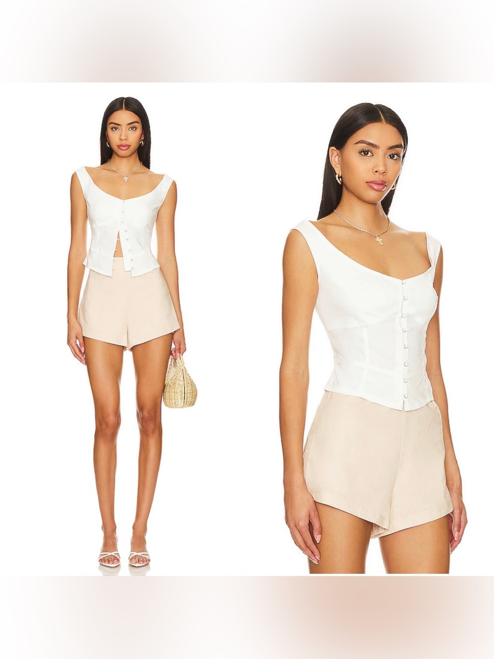 NWT Free People Sally Solid Corset Top in Bright white